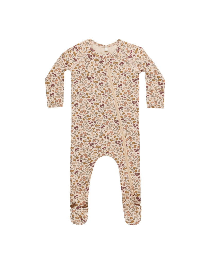 Bamboo Zip Footie | Posy Onesies Quincy Mae SHELL NB 