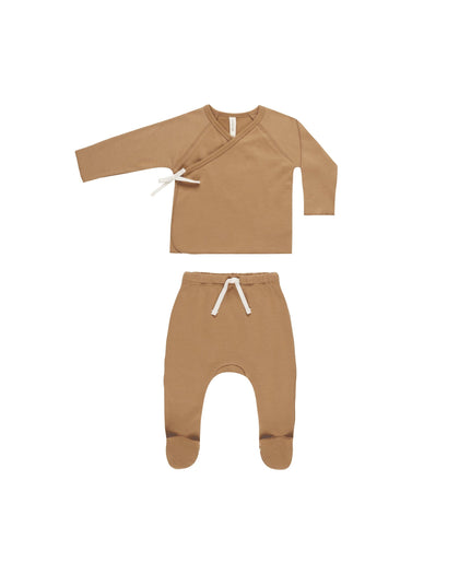 Wrap Top + Footed Pant Set | Golden Sets Quincy Mae GOLDEN NB 