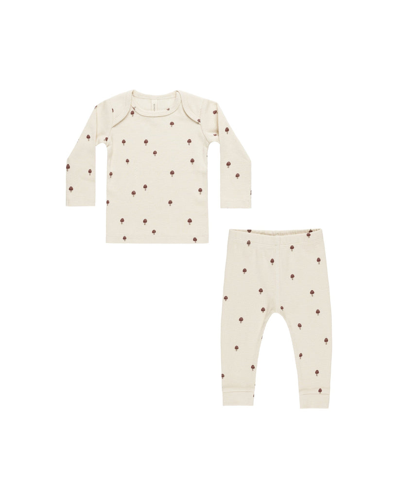 Ribbed Tee + Legging Set | Mushrooms Sets Quincy Mae NATURAL 0-3M 