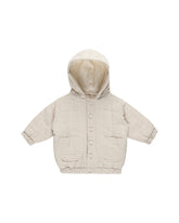 Hooded Woven Jacket | Basil Stripe Outerwear Quincy Mae BASIL-STRIPE 0-3M 