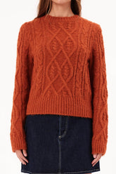 Cable Knit Sweater | Rust Sweaters Rolla's XS (6) Rust 