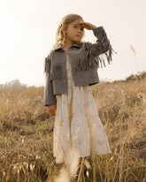 Fringe Jacket | Dusty Blue Outerwear Rylee & Cru 