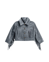 Fringe Jacket | Dusty Blue Outerwear Rylee & Cru 