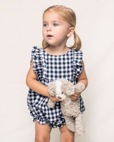 Baby's Twill Ruffled Romper | Navy Gingham Jumpsuits & Rompers Petite Plume 