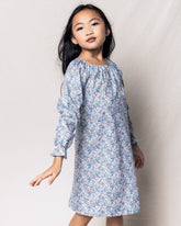 Girl's Twill Delphine Nightgown in Fleur D'Azur Children's Nightgown Petite Plume 