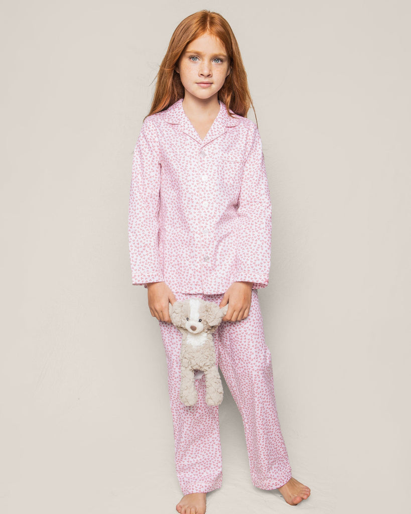 Kid's Twill Pajama Set in Sweethearts Children's Pajamas Petite Plume 