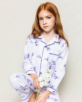 Kid's Twill Pajama Set in Indigo Floral Children's Pajamas Petite Plume 