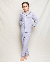 Kid's Twill Pajama Set | Navy French Ticking Pajama Sets Petite Plume 