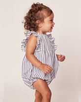 Baby's Twill Ruffled Rompers | Navy French Ticking Jumpsuits & Rompers Petite Plume 