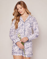 Women's Twill Long Sleeve Short Set in Timeless Toile Women's Pajama's Petite Plume 