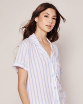 Women's Pima Pajama Short Set in Periwinkle Stripe Women's Pajama's Petite Plume 