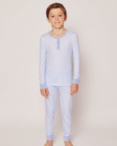 Kid's Pima Snug Fit Pajama Set | Blue Stripes Pajama Sets Petite Plume 