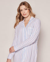 Women's Pima Nightshirt in Periwinkle Stripe Women's Nightshirt Petite Plume 