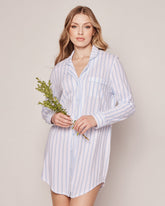 Women's Pima Nightshirt in Periwinkle Stripe Women's Nightshirt Petite Plume 