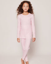 Kid's Pima Snug Fit Pajama Set | Pink Stripes Pajama Sets Petite Plume 