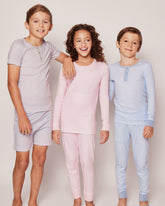 Kid's Pima Snug Fit Pajama Set | Blue Stripes Pajama Sets Petite Plume 