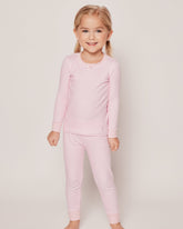 Kid's Pima Snug Fit Pajama Set | Pink Stripes Pajama Sets Petite Plume 