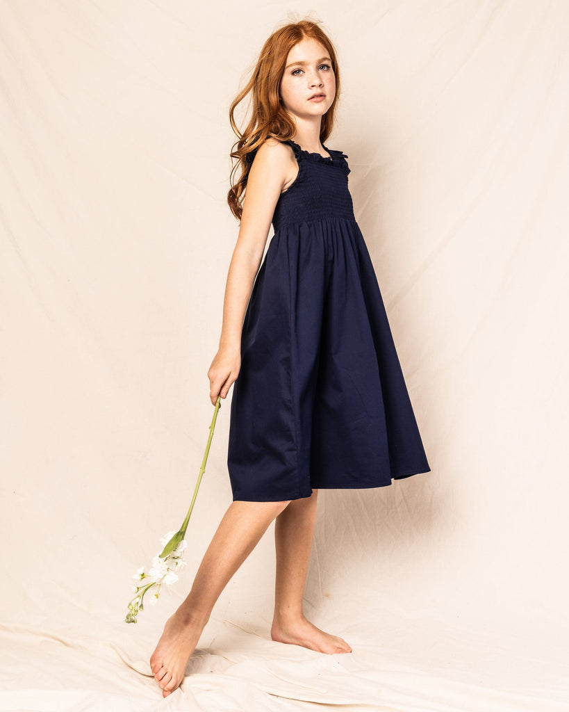 Girl's Twill Margaux Dress | Navy Dresses Petite Plume 