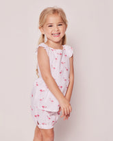 Girl's Twill Amelie Short Set in Flamingos Children's Pajamas Petite Plume 