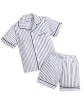 Kid's Twill Pajama Short Set | Navy French Ticking Pajama Sets Petite Plume 