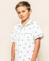 Kid's Twill Pajama Short Set in Shamrocks Children's Pajamas Petite Plume 