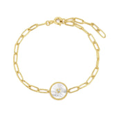 Sun Mop & Cz Pendant Bracelet Bracelets eklexic 14K Gold Vermeil 