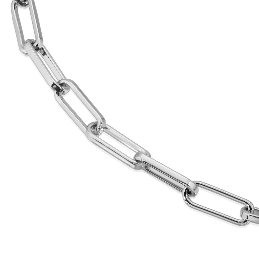 Silver Elongated Link Chain Necklaces eklexic 13" 