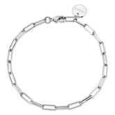 Silver Elongated Link Chain Anklet eklexic 