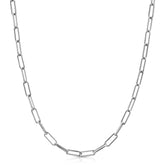 Silver Elongated Link Chain Necklaces eklexic 