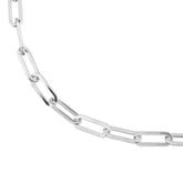 Silver Large Elongated Link Chain Necklaces eklexic 13" 