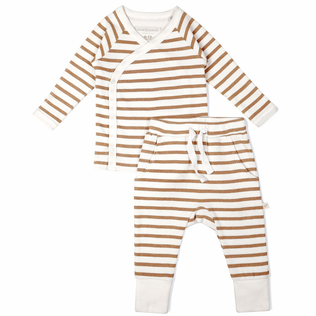 Organic Baby Top & Pants Set | Stripes Sets Makemake Organics 