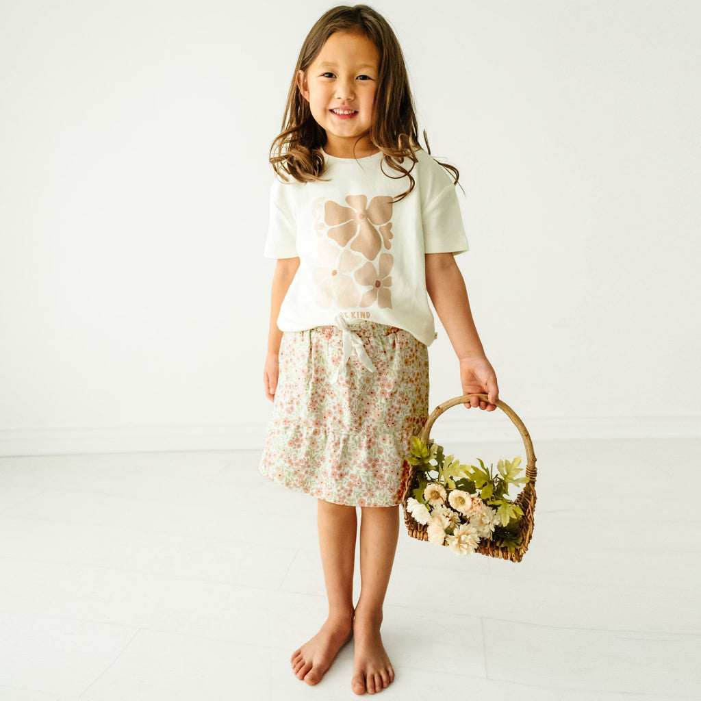 Organic Girls Tee and Skort Outfit | Summer Floral Sets Makemake Organics 