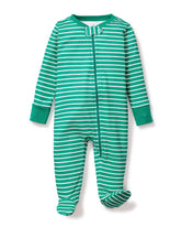 Baby's Pima Romper | Green Stripe Pajamas Petite Plume 