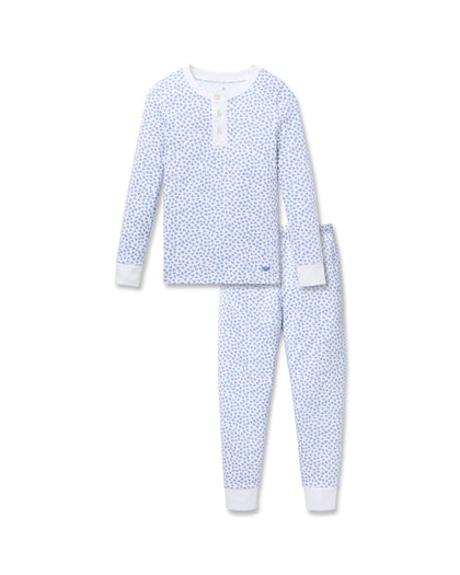 Kid's Pima Snug Fit Pajama Set in Bluehearts Children's Pajamas TF Petite Plume 