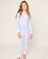 Kid's Pima Snug Fit Pajama Set in Bluehearts Children's Pajamas TF Petite Plume 