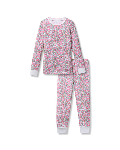 Kid's Pima Snug Fit Pajama Set in Fleurs de Rose Children's Pajamas TF Petite Plume 