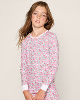 Kid's Pima Snug Fit Pajama Set in Fleurs de Rose Children's Pajamas TF Petite Plume 