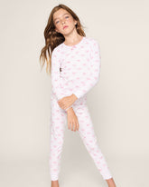 Kid's Pima Snug Fit Pajama Set in Blushing Bows Children's Pajamas TF Petite Plume 