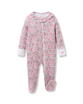 Baby's Pima Ruffle Collar Romper in Fleurs de Rose Children's Pajamas TF Petite Plume 