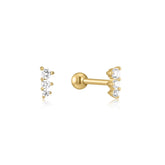 Triple Cz Stone Earrings Earrings eklexic 14K Gold Vermeil 