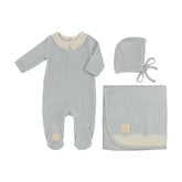 Tiny Eyelet Layette Set Layette Set Mon Tresor Bebe Blue Dawn 1m 