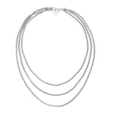 Triple Layer Thin Luciana Box Chain Necklace Necklaces eklexic Silver 