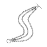 Triple Micro Royal Chain Toggle Bracelet Bracelets eklexic SILVER 7" 