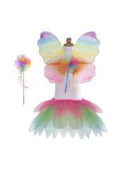 Neon Rainbow Skirt Wings and Wand Set Costumes Great Pretenders USA 