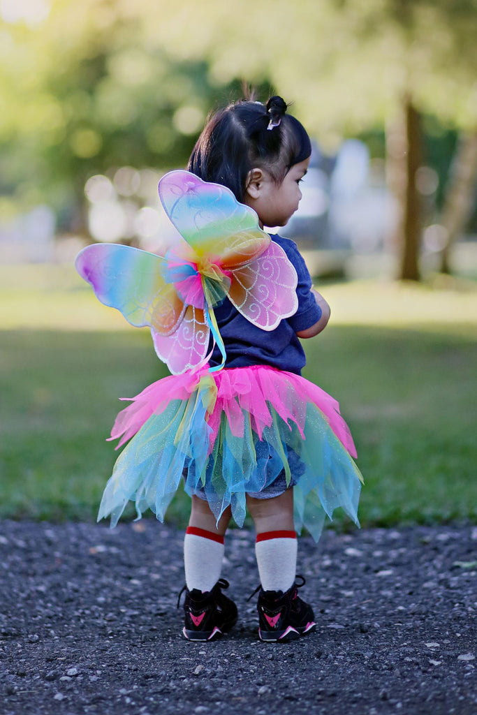 Neon Rainbow Skirt Wings and Wand Set Costumes Great Pretenders USA 