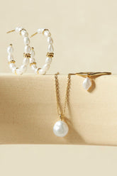 Wavy Ring With Pearl Rings eklexic 