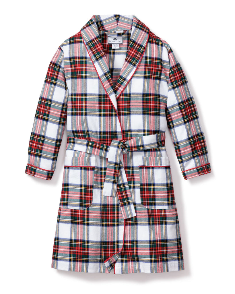 Kid's Brushed Cotton Robe in Balmoral Tartan Children's Robe Petite Plume 