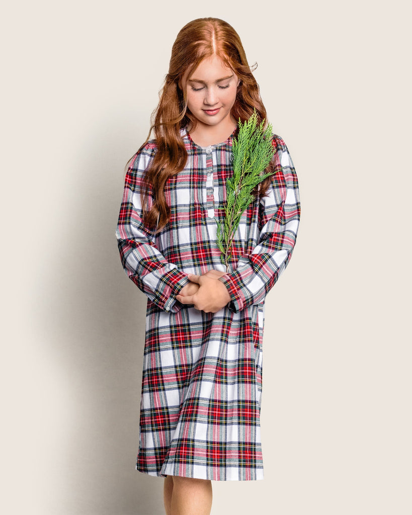 Girl's Brushed Cotton Beatrice Nightgown | Balmoral Tartan Nightgowns Petite Plume 