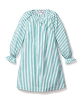 Girl's Twill Delphine Nightgown | Emerald Ticking Nightgowns Petite Plume 