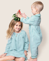 Girl's Twill Delphine Nightgown | Emerald Ticking Nightgowns Petite Plume 